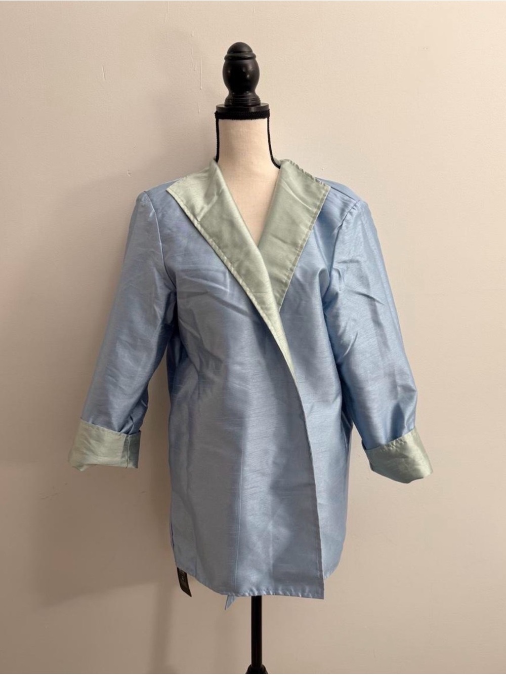 Women's Reversible Light Blue and Mint green Silk Jacket Size XL